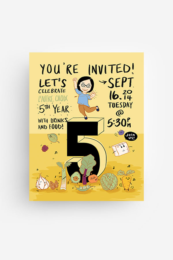 L'Autre Choix 5th year anniversary invitation design
